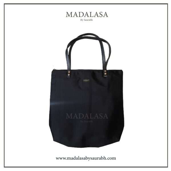 Tote  bag-14×14 inch- Ikat Black -Face - Image 2