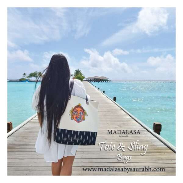 Tote  bag-18×18 inch- Ikat Grey - Image 3