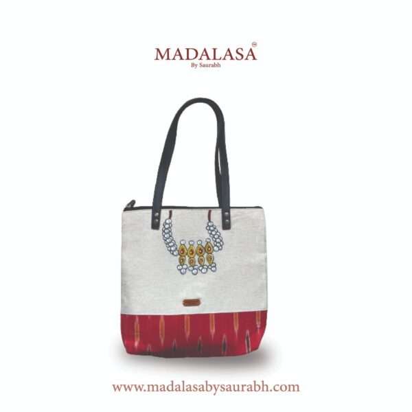 Tote  bag-14×14 inch- Ikat Red-Tanmani