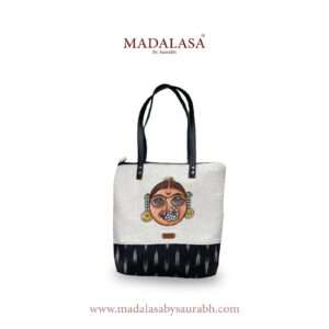 Tote  bag-14×14 inch- Ikat Black -Face