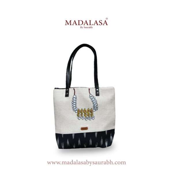 Tote  bag-14×14 inch- Ikat Black-Tanmani